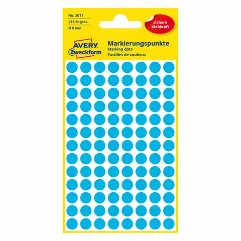 Etykiety AVERY 3011 - niebieskie, 104 et./arkusz, 4 arkuszy
