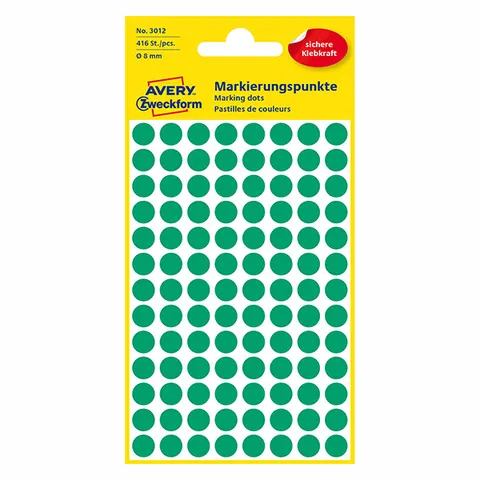Etykiety AVERY 3012 - zielone, 104 et./arkusz, 4 arkuszy