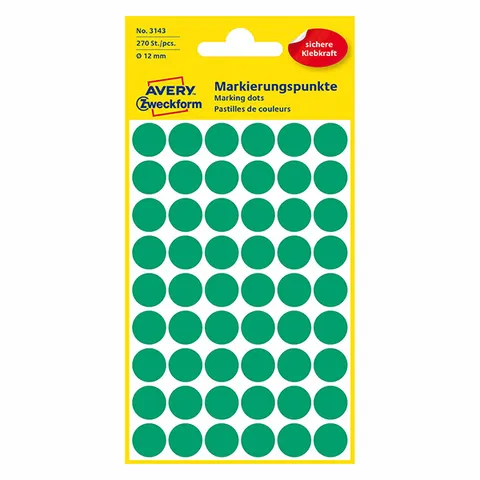 Etykiety AVERY 3143 - zielone, 54 et./arkusz, 5 arkuszy