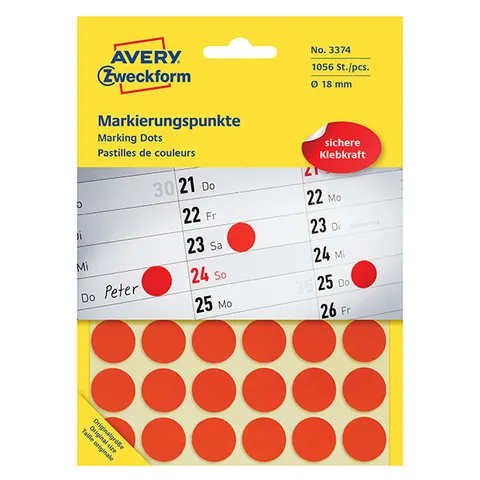 Etykiety AVERY 3374 - czerwone, 48 et./arkusz, 22 arkuszy