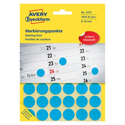 Etykiety AVERY 3375 - niebieskie, 48 et./arkusz, 22 arkuszy