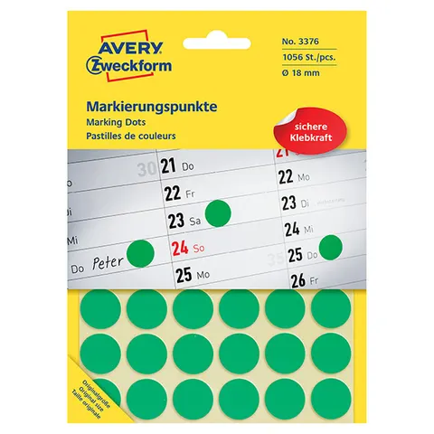 Etykiety AVERY 3376 - zielone, 48 et./arkusz, 22 arkuszy