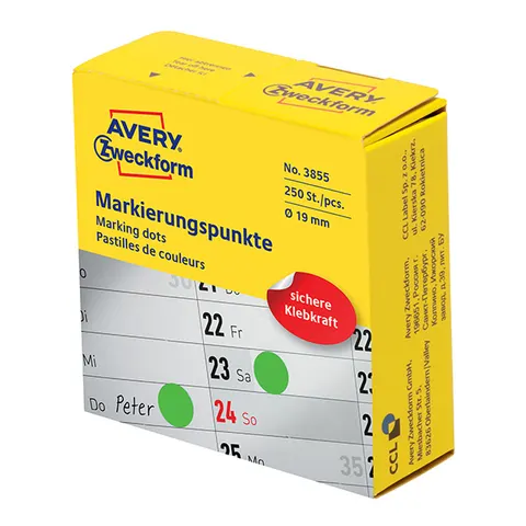 Etykiety AVERY 3855 - zielone, 250 et./arkusz