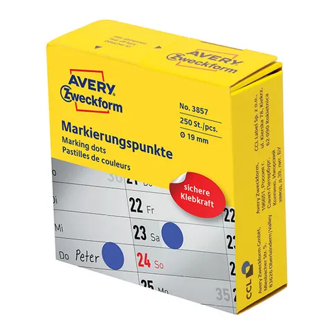 Etykiety AVERY 3857 - niebieskie, 250 et./arkusz
