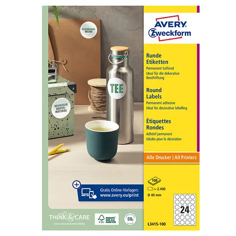 Etykiety AVERY L3415-100 - A4, 24 et./arkusz, 100 arkuszy