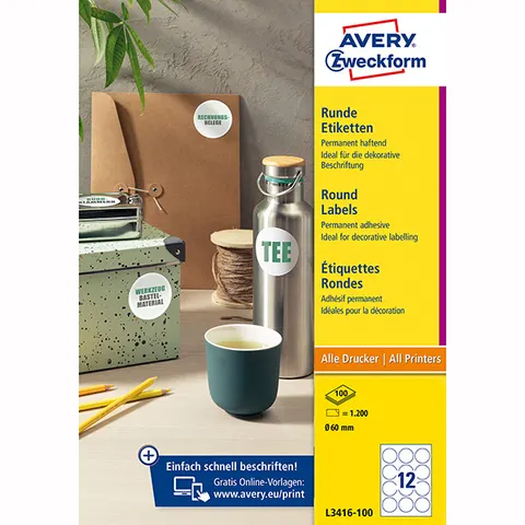 Etykiety AVERY L3416-100 - A4, 12 et./arkusz, 100 arkuszy