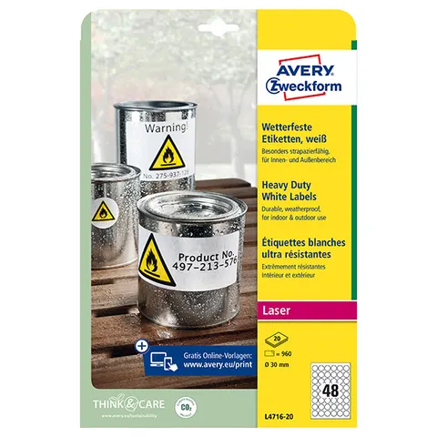 Etykiety AVERY L4716-20 - A4, 48 et./arkusz, 20 arkuszy