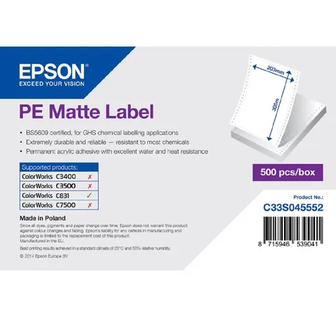 Etykiety EPSON C33S045552 - 203mm × 305mm, 500 szt.