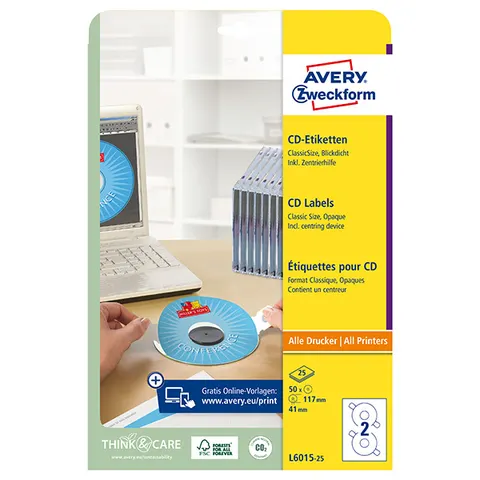 Etykiety AVERY L6015-25 - A4, 2 et./arkusz, 25 arkuszy