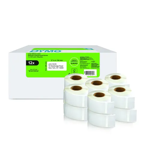 Etykiety DYMO 2177563 - 54mm × 25mm, białe, 12 x 500 szt.