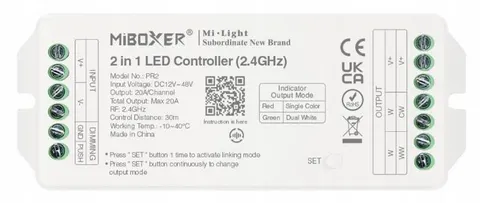 Sterownik do taśm LED Mono i CCT o napięciu od 12V do 48V 10/20A Prescot PR2