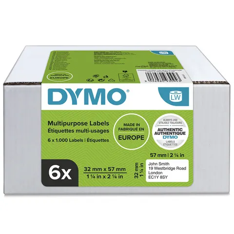 Etykiety DYMO 2093094 - 57mm × 32mm, białe, 6 x 1000 szt.