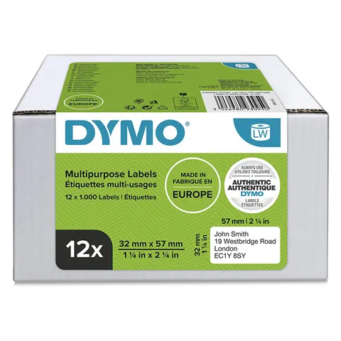 Etykiety DYMO 2093095 - 57mm × 32mm, białe, 12 x 1000 szt.