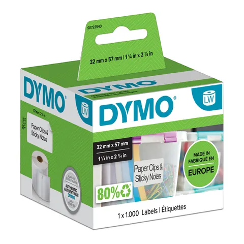 Etykiety DYMO S0722540 - 57mm × 32mm, białe, 1000 szt.