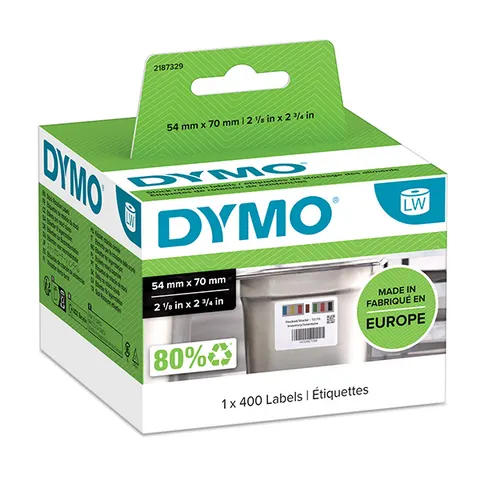 Etykiety DYMO 2187329 - 70mm × 54mm, białe, 1 x 400 szt.