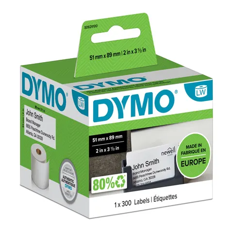 Etykiety DYMO S0929100 - 89mm × 51mm, białe, 300 szt.