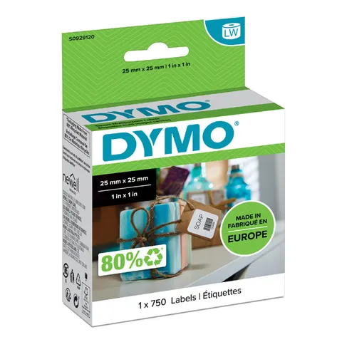 Etykiety DYMO S0929120 - 25mm × 25mm, białe, 750 szt.