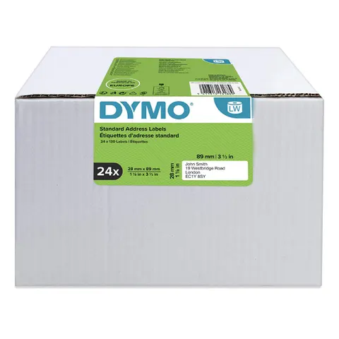 Etykiety DYMO S0722360 - 89mm × 28mm, białe, 24 x 130 szt.