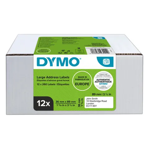 Etykiety DYMO 2093093 - 89mm × 36mm, białe, 12 x 260 szt.