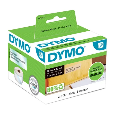 Etykiety DYMO 99013 - 89mm × 36mm, przezroczyste, 260 szt.