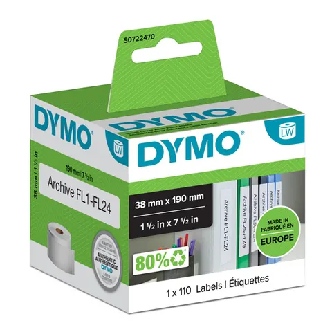 Etykiety DYMO 99018 - 190mm × 38mm, białe, 110 szt.
