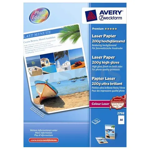 Papier fotograficzny AVERY Laser Premium 2798 - A4 100 arkuszy