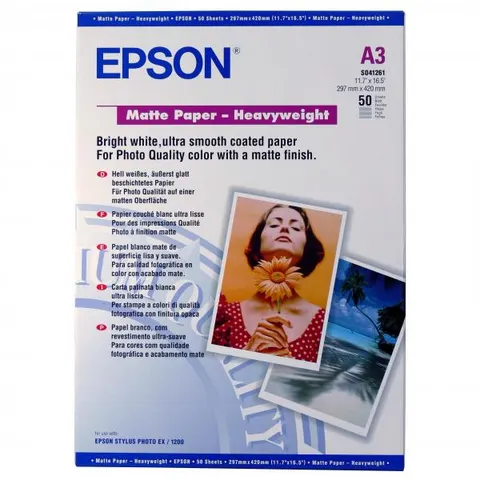 Papier fotograficzny EPSON Matte Heavyweight C13S041261 - A3 50 arkuszy