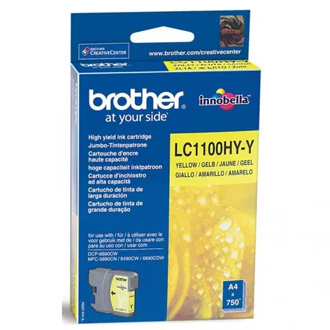 Tusz BROTHER LC-1100HYY - żółty, 750 stron