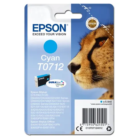 Tusz EPSON C13T07124012 - cyan, 5,5ml