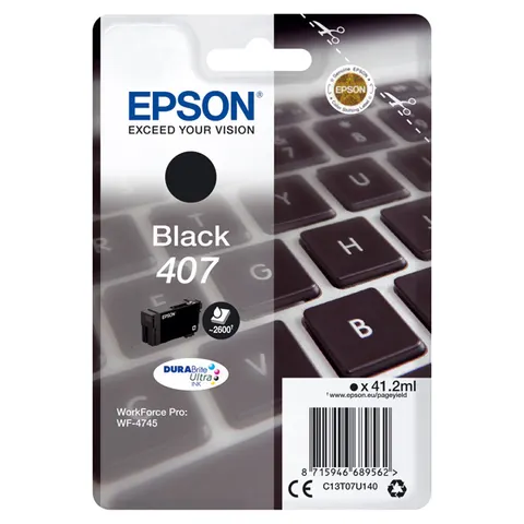 Tusz EPSON 407L - czarny, 41,2ml, 2600 stron