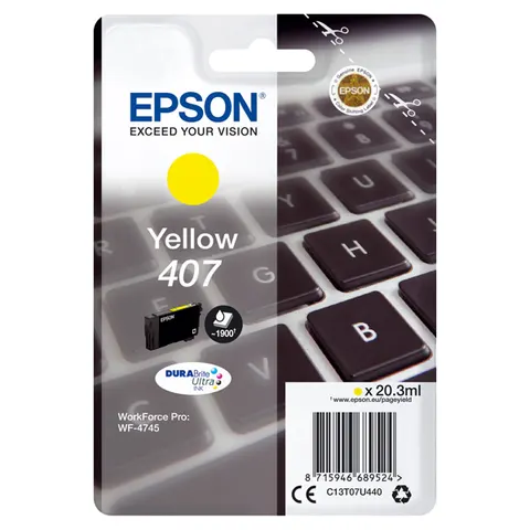 Tusz EPSON 407L - żółty, 20,3ml, 1900 stron