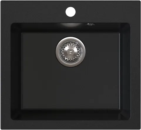 RUVETTI - DITTO 50 Zlew granitowy Czarny 49×45 cm Syfon Gratis