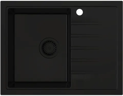 RUVETTI - AXEL 120 Full black – zlewozmywak granitowy czarny mat, 650×500 mm