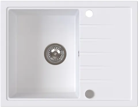 RUVETTI - AXEL 120 Biały – zlewozmywak granitowy, 650×500 mm Syfon Gratis