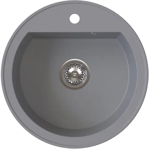 RUVETTI - Ditto ring Szary– zlewozmywak granitowy, Ø510x180mm Syfon Gratis