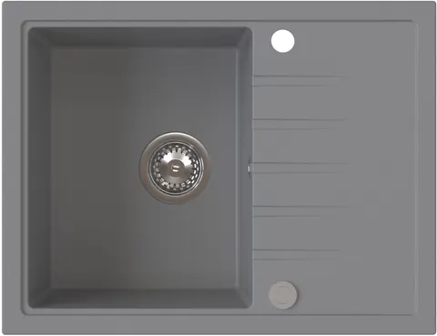 RUVETTI - AXEL 120 Szary– zlewozmywak granitowy, 650×500 mm Syfon Gratis