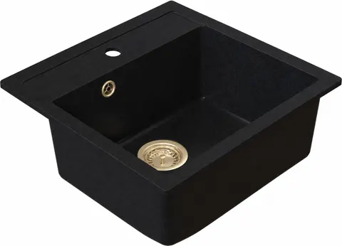 RUVETTI - DITTO 60 PVD Zlew granitowy Full Black 56x51 cm Syfon PVD szampan gratis