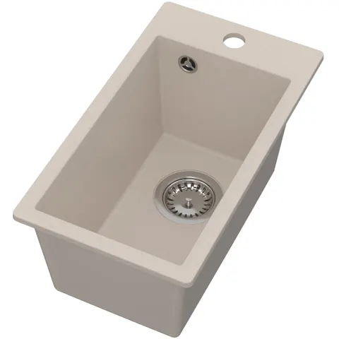RUVETTI - Zlew granitowy PINO 35 Beżowy 28x50 cm Syfon save space GRATIS