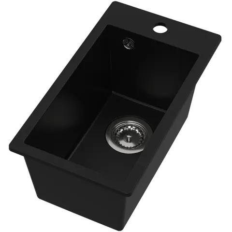 RUVETTI - Zlew granitowy PINO 35 Czarny 28x50 cm Syfon save space GRATIS