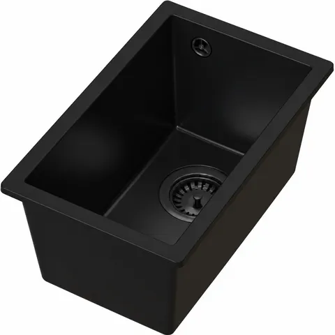 RUVETTI - Zlew granitowy LILO 35 Full black 28x45 cm Syfon save space GRATIS