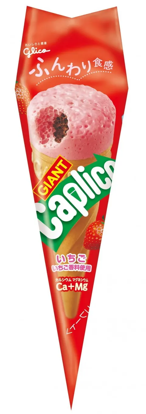 Glico Giant Caplico słodka przekąska o smaku truskawkowym, 34g