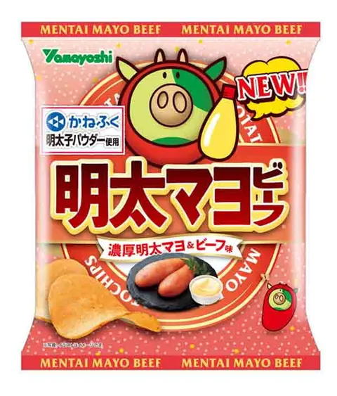 Yamayoshi Mentai-Mayo-Beef chipsy o smaku wołowiny, majonezu i mentaiko, 50g