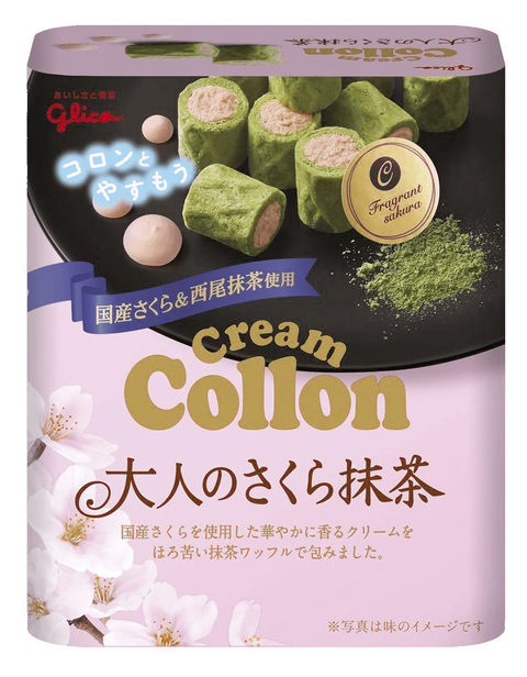 Glico Cream Collon ciasteczka z kremem o smaku Sakura i Matcha, 48g