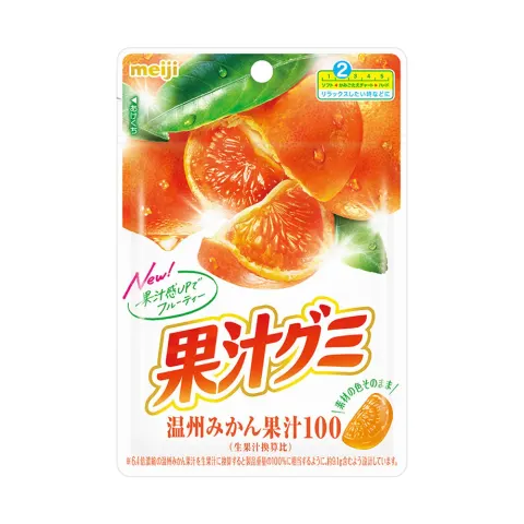 Meiji żelki 100% soku z mandarynek, 54g