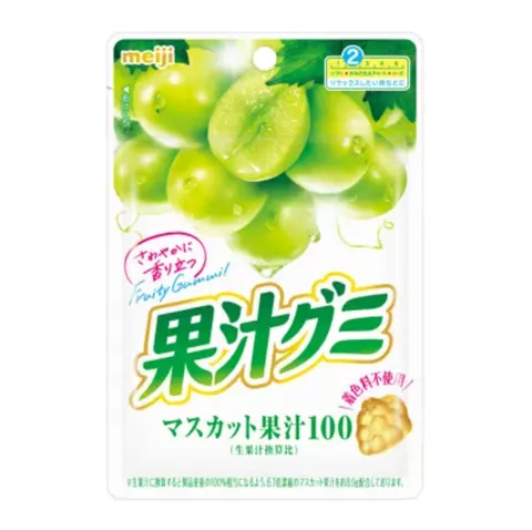 Meiji Żelki 100% soku z białych winogron Muscat, 48g
