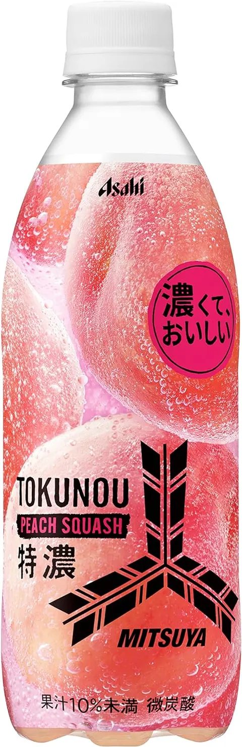 Asahi Mitsuya Peach Squash napój brzoskwiniowy lekko gazowany, 500ml