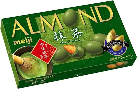 Meiji Almond prażone migdały w czekoladzie z herbatą Matcha, 67g