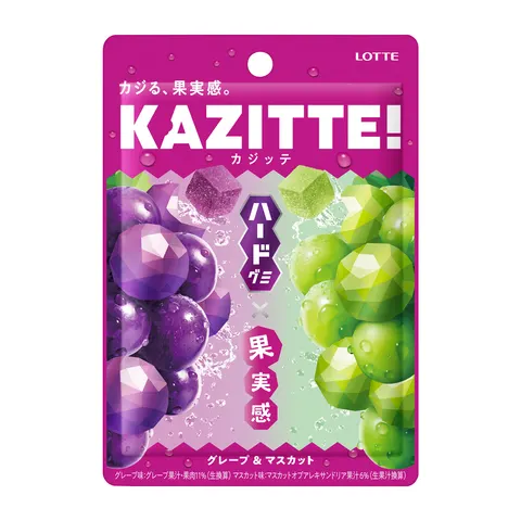 Lotte twarde żelki Kajitte o smaku czerwonego winogrona i Muscat, 80g
