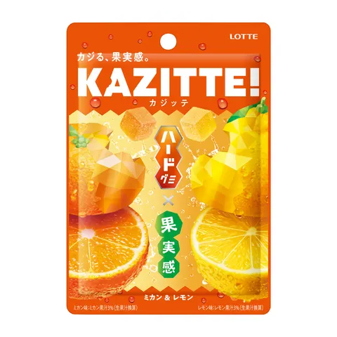 Lotte twarde żelki Kajitte o smaku mandarynki i cytryny, 80g