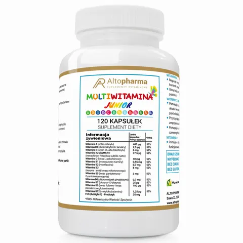 Multiwitamina JUNIOR witaminy dla dzieci - Altopharma - 120 kapsułek
